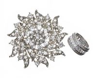 CRYSTAL SET BROOCH AND RING at Ross's Online Art Auctions