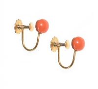 9CT GOLD CORAL EARRINGS at Ross's Online Art Auctions
