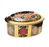 ROYAL CROWN DERBY 'OLD IMARI' GLAZED LIDDED DISH WITH GOLD LUSTRE at Ross's Online Art Auctions