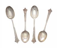 FOUR SILVER DESSERT SPOONS at Ross's Online Art Auctions