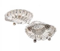 PAIR OF PIERCED SILVER SHELL DISHES at Ross's Online Art Auctions