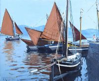 GALWAY HOOKERS, ROUNDSTONE by Cecil Maguire RUA at Ross's Online Art Auctions