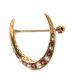 9CT GOLD SEED PEARL AND GARNET CRESCENT BROOCH at Ross's Online Art Auctions