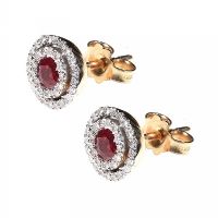9CT GOLD RUBY AND DIAMOND STUD EARRINGS at Ross's Online Art Auctions