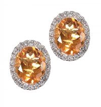 18CT WHITE GOLD CITRINE AND DIAMOND EARRINGS at Ross's Online Art Auctions