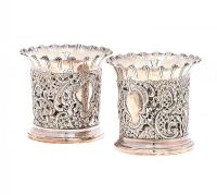 PAIR OF SILVER FERN POTS at Ross's Online Art Auctions