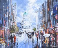 WET BUSY DAY, BELFAST by Holly Hanson at Ross's Online Art Auctions