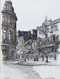 THE BUSY STREET by James Dunlop at Ross's Online Art Auctions