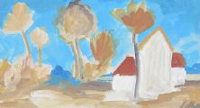 TREES BY THE FARM BUILDINGS by Markey Robinson at Ross's Online Art Auctions