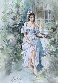 GIRL IN THE LILAC DRESS by Gordon King at Ross's Online Art Auctions