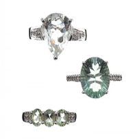 THREE GEM-SET STERLING SILVER RINGS at Ross's Online Art Auctions