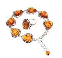 STERLING SILVER SUITE WITH BALTIC AMBER at Ross's Online Art Auctions