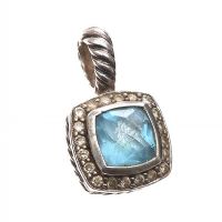 DAVID YURMAN STERLING SILVER BLUE TOPAZ AND DIAMOND PENDANT at Ross's Online Art Auctions
