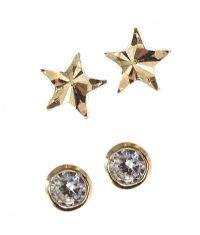 TWO PAIRS 9CT GOLD EARRINGS, ONE SET WITH CZ at Ross's Online Art Auctions