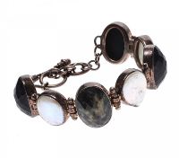STERLING SILVER SAPPHIRE MATRIX AND BLISTER PEARL BRACELET at Ross's Online Art Auctions