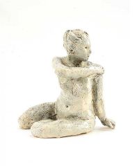 KNEELING FEMALE NUDE LOOKING OVER HER SHOULDER by Hilary Bryson at Ross's Online Art Auctions