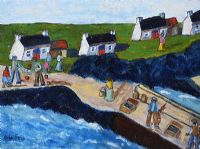 LANDING THE CATCH ON GREAT BLASKET ISLAND, KERRY by Orla Egan at Ross's Online Art Auctions