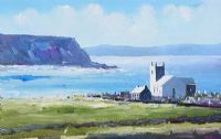 OLD HOUSE & CHURCH AT BALLINTOY, COUNTY ANTRIM by Sean Lorinyenko at Ross's Online Art Auctions