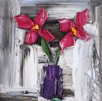 PINK BLOOMS IN A VASE by Colin Flack at Ross's Online Art Auctions