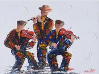 FLUTE & FIDDLE PLAYERS by Darren Paul at Ross's Online Art Auctions