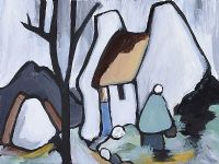 FIGURE BY THE WHITE COTTAGE by Irish School at Ross's Online Art Auctions