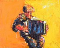 THE ACCORDION PLAYER by J.B. Vallely at Ross's Online Art Auctions