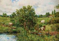 COWS BY A RIVER by Jack Cudworth at Ross's Online Art Auctions