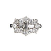  18CT WHITE GOLD DIAMOND BOAT RING at Ross's Online Art Auctions