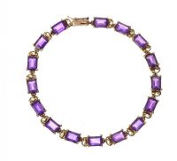 9CT GOLD BRACELET SET WITH AMETHYST at Ross's Online Art Auctions