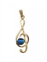 GOLD-TONE MOTHER OF PEARL MUSIC NOTE PENDANT at Ross's Online Art Auctions