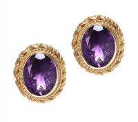9CT GOLD EARRINGS SET WITH AMETHYST at Ross's Online Art Auctions