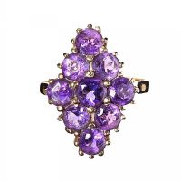 9CT GOLD AMETHYST CLUSTER RING at Ross's Online Art Auctions