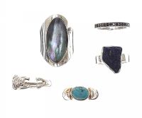 SELECTION OF STERLING SILVER GEM-SET RINGS at Ross's Online Art Auctions