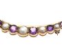 9CT GOLD AMETHYST AND PEARL CRESCENT BROOCH at Ross's Online Art Auctions