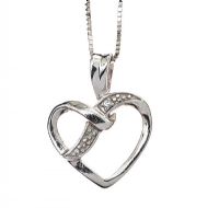 9CT WHITE GOLD DIAMOND-SET HEART PENDANT AND CHAIN at Ross's Online Art Auctions