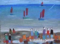 WAITING FOR THE HERRING CATCH by Annie Robinson at Ross's Online Art Auctions