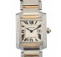CARTIER STAINLESS STEEL AND 18CT GOLD DIAMOND-SET 'TANK FRANCAISE' LADY'S WRIST WATCH at Ross's Online Art Auctions