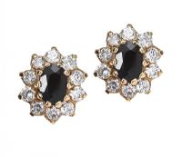 9CT GOLD SAPPHRIRE AND CRYSTAL EARRINGS at Ross's Online Art Auctions
