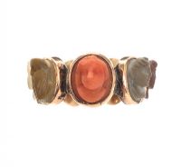 9CT GOLD HAND CARVED LAVA RING at Ross's Online Art Auctions