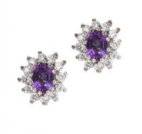 AMETHYST AND DIAMOND EARRINGS at Ross's Online Art Auctions