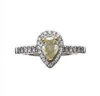PLATINUM FANCY YELLOW AND COLOURLESS DIAMOND RING at Ross's Online Art Auctions