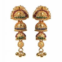 
22CT GOLD RUBY AND EMERALD EARRINGS at Ross's Online Art Auctions