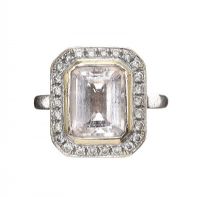 18CT WHITE GOLD MORGANITE AND DIAMOND RING at Ross's Online Art Auctions