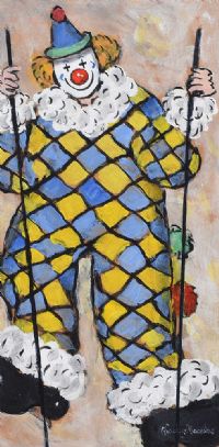 CLOWN ON STILTS by Gladys Maccabe HRUA at Ross's Online Art Auctions