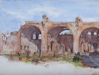 BASILICA OF CONSTANTINE ROMAN FORUM, ROME, ITALY by Coralie de Burgh at Ross's Online Art Auctions