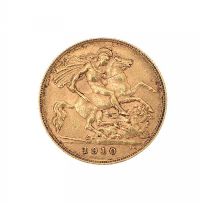1910 GOLD HALF SOVEREIGN at Ross's Online Art Auctions