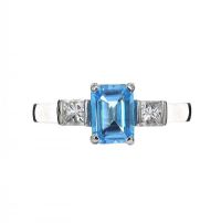18CT WHITE GOLD BLUE TOPAZ AND DIAMOND RING at Ross's Online Art Auctions