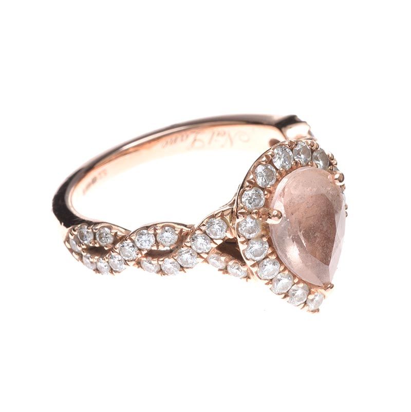 NEIL LANE FOR ERNEST JONES 14CT ROSE GOLD MORGANITE AND DIAMOND RING WITH BOX at Ross's Online Art Auctions