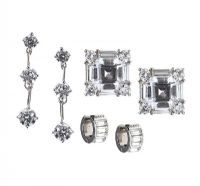THREE PAIRS OF SILVER-TONE CRYSTAL-SET EARRINGS at Ross's Online Art Auctions