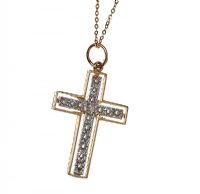 9CT GOLD CROSS PENDANT AND CHAIN at Ross's Online Art Auctions